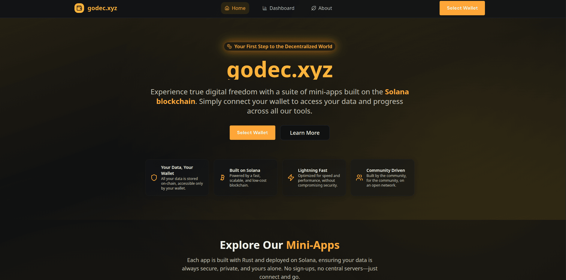 Godec.xyz - Main screenshot